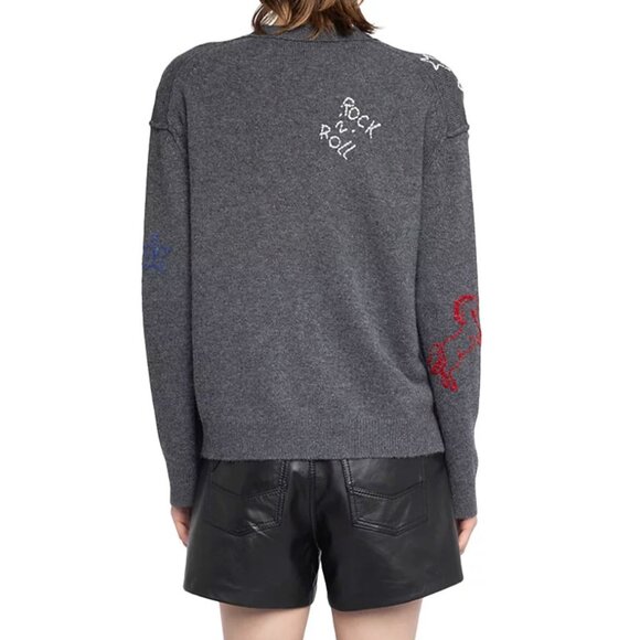 Zadig & Voltaire Mirkaz Cashmere V Neck Cardigan Sweater - Picture 6 of 7